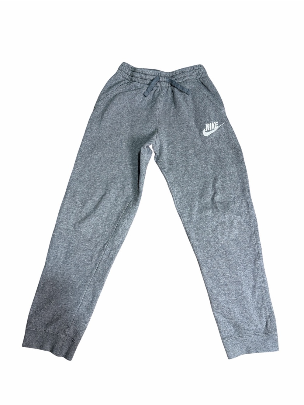 Nike Gray Heather Kids Jogger Sweatpants with White Logo